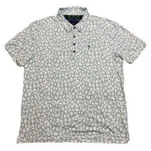 William Murray Mens Golf Polo XL Blue Cheetah Camo AOP Tech performance